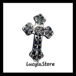 Handcrafted Ceramic Cross with Floral Motif